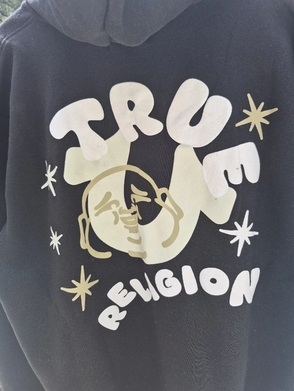 New NWT True Religion Black Metallic Buddha Star Full Zip Hoodie Mens Sz X-Large